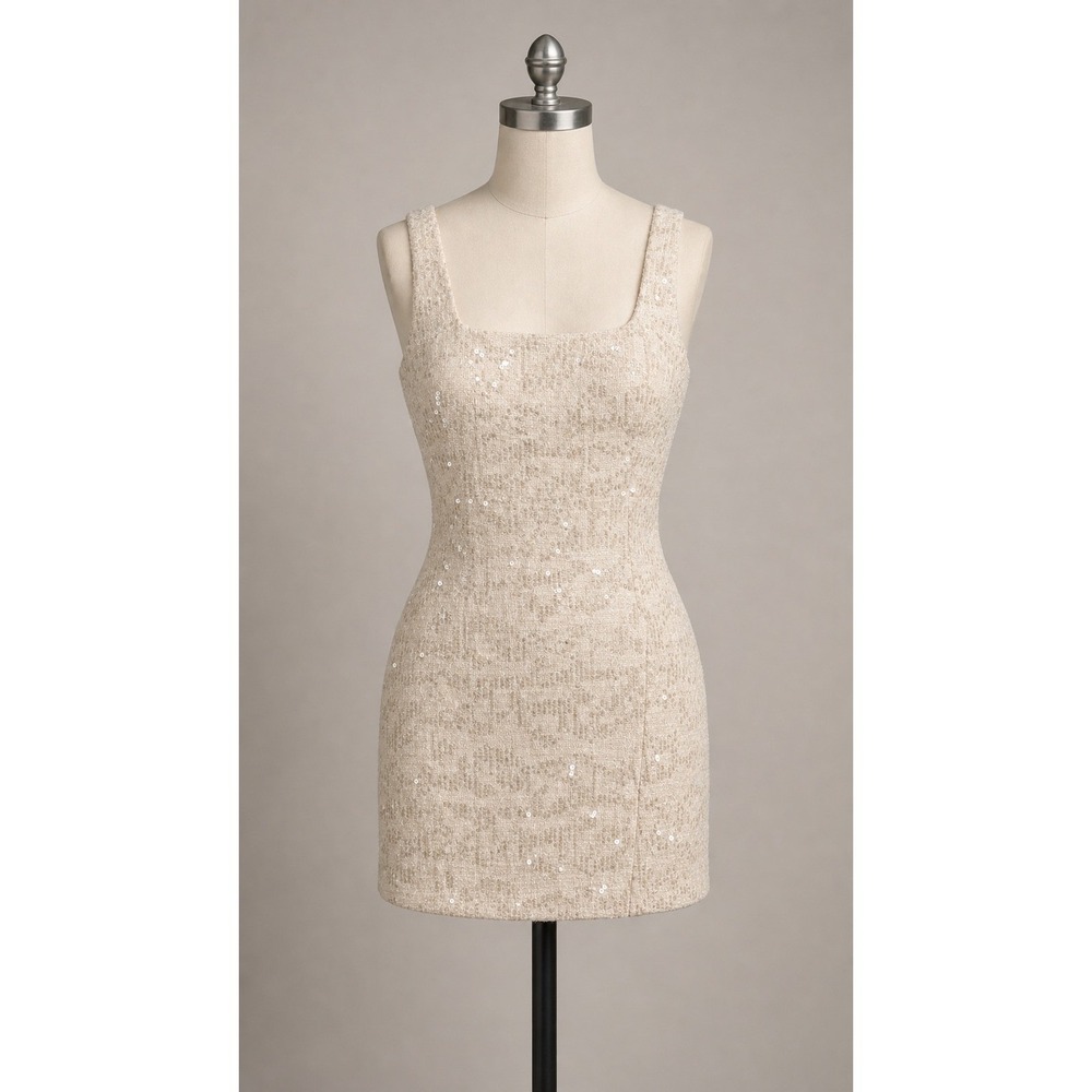 Altar'd State Women's Sparkle Sequin Tweed Mini Dress Size Small Cocktail Party